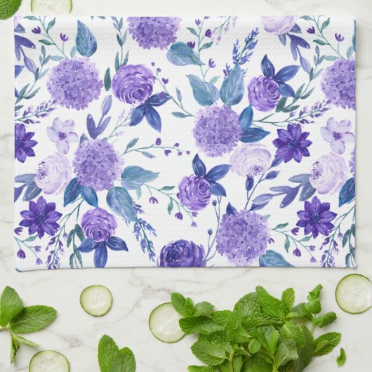 Waterverf Lilacs Theedoek (Gevouwen)