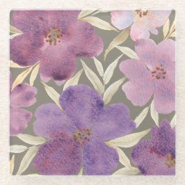 Waterverf Lila's in groene achtergrond Glazen Onderzetter
