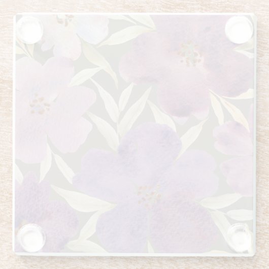Waterverf Lila's in groene achtergrond Glazen Onderzetter (Achterkant)