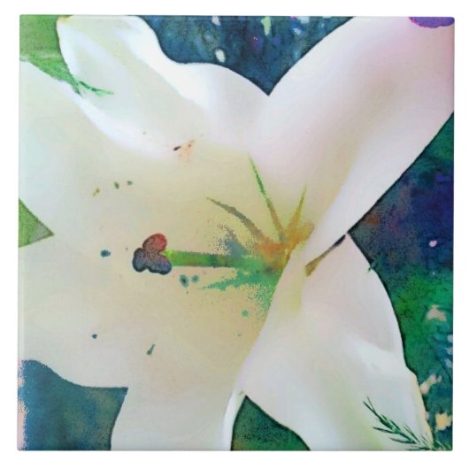 Waterverf Lily 6"x6" Tile of Trivet Tegeltje (Voorkant)