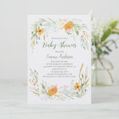 Waterverf Lily Baby shower Invitation Kaart (Staand voorkant)