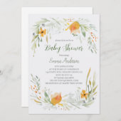 Waterverf Lily Baby shower Invitation Kaart (Voorkant / Achterkant)