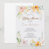 Waterverf Lily Bloemen Baby shower Uitnodiging (Voorkant / Achterkant)