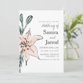 Waterverf Lily Floral Line Art Ink Sketch Wedding (Staand voorkant)