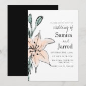 Waterverf Lily Floral Line Art Ink Sketch Wedding (Voorkant / Achterkant)