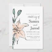 Waterverf Lily Floral Line Art Ink Sketch Wedding (Voorkant)