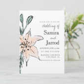 Waterverf Lily Floral Line Art Ink Wedding Kraft (Staand voorkant)
