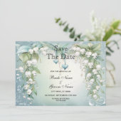 Waterverf Lily of the Valley Save The Date (Staand voorkant)