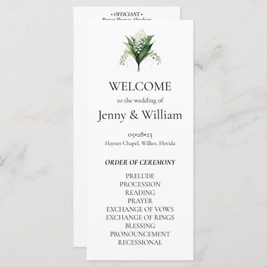 Waterverf Lily van de vallei bruids bruiloft (Voorkant / Achterkant)