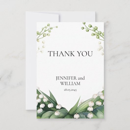 Waterverf Lily van de vallei bruids bruiloft Bedankkaart (Voorkant)