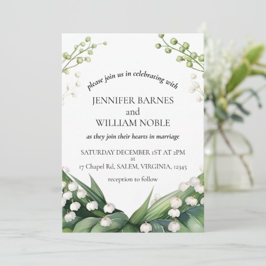 Waterverf Lily van de vallei bruids bruiloft Kaart (Staand voorkant)