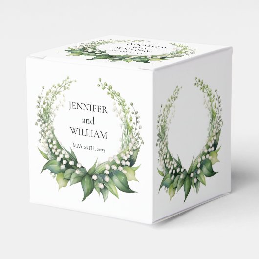 Waterverf Lily van de Vallei Bruids Trouwfeest Bedankdoosjes (Voorkant Zijde)