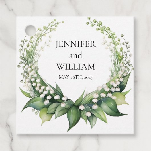 Waterverf Lily van de Vallei Bruids Trouwfeest Bedankjes Labels (Voorkant)