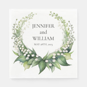 Waterverf Lily van de Vallei Bruids Trouwfeest Servet