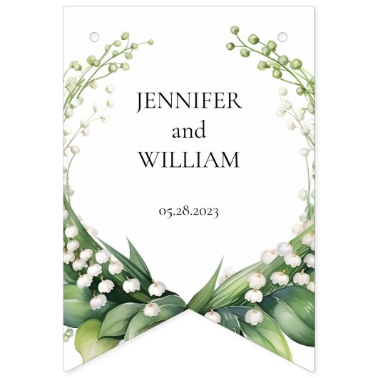 Waterverf Lily van de Vallei Bruids Trouwfeest Vlaggetjes (Eerste vlag)