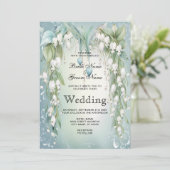 Waterverf Lily van de Vallei Huwelijksuitnodiging Kaart (Staand voorkant)