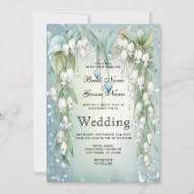 Waterverf Lily van de Vallei Huwelijksuitnodiging