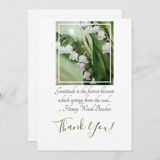 Waterverf Lily van de Valley Bedankkaart (Voorkant / Achterkant)