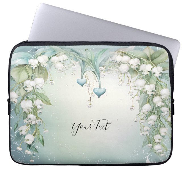 Waterverf Lily van de Valley Laptop Sleeve (Voorkant)