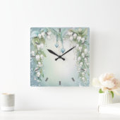 Waterverf Lily van de Valley Wall Clock Vierkante Klok (Huis)