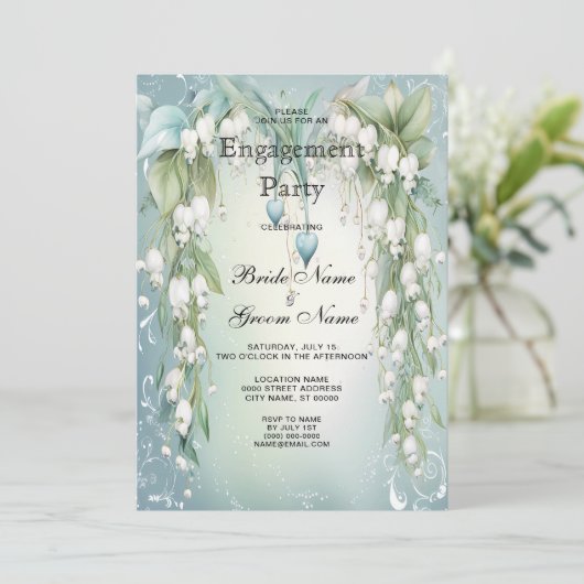 Waterverf Lily van het Valley Verloving Kaart (Staand voorkant)