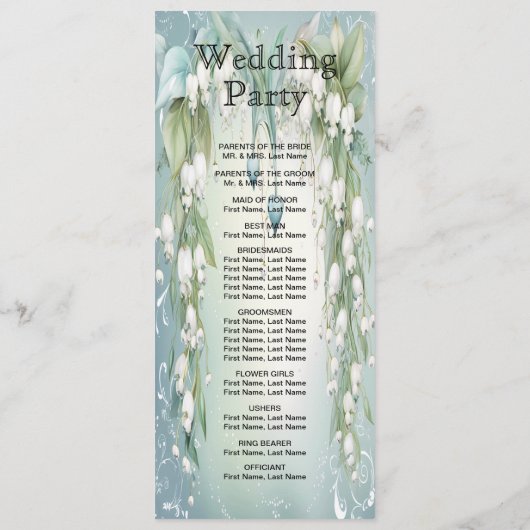 Waterverf Lily van het Valley Wedding Program Programmakaart (Achterkant)