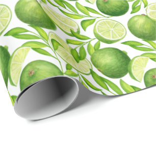 Waterverf Limes en groen Patroon Cadeaupapier