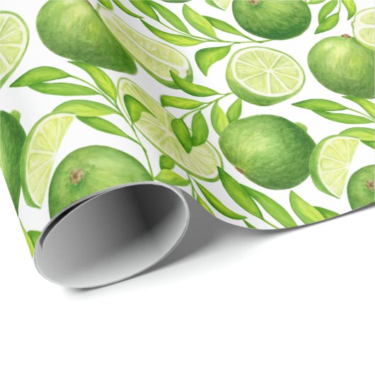 Waterverf Limes en groen Patroon Cadeaupapier (Rol Hoek)