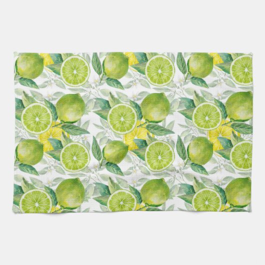 Waterverf limieten en bladpatroon theedoek (Horizontaal)