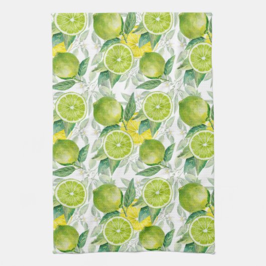 Waterverf limieten en bladpatroon theedoek (Verticaal)