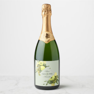 Waterverf Limoen en Kiwis-weddenschap Sparkling Wijnetiket