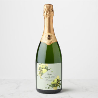 Waterverf Limoen en Kiwis-weddenschap Sparkling Wijnetiket