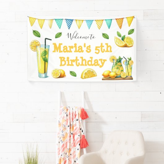 Waterverf limonade kinderen verjaardagsfeestje spandoek (Insitu)