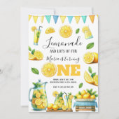 Waterverf limonade stand 1e verjaardagsfeestje kaart (Voorkant)