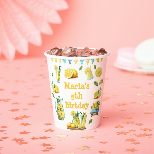 Waterverf limonade verjaardagsfeestje papieren bekers (Insitu)