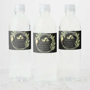 Waterverf Limoncello Bloemen groen Waterfles Etiket