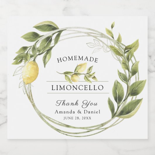 Waterverf Limoncello Bloemenlikeur Custom Likeurfles Etiket (Enkel label)