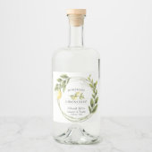 Waterverf Limoncello Bloemenlikeur Custom Likeurfles Etiket (Voorkant)