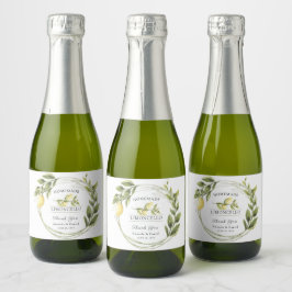 Waterverf Limoncello Bloemenlikeur Custom Sparkling Wijnetiket