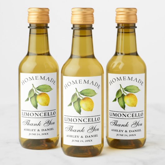 Waterverf Limoncello Citroen Mini flesetiketten Wijn Etiket (Flessen)