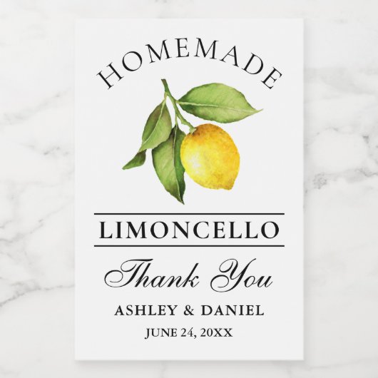 Waterverf Limoncello Citroen Mini flesetiketten Wijn Etiket (Enkel label)