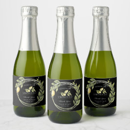 Waterverf Limoncello Floral Mousserende Wijn Label Sparkling Wijnetiket