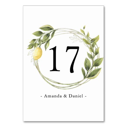 Waterverf Limoncello Greenery Bloemen Tafelnummer (Achterkant)
