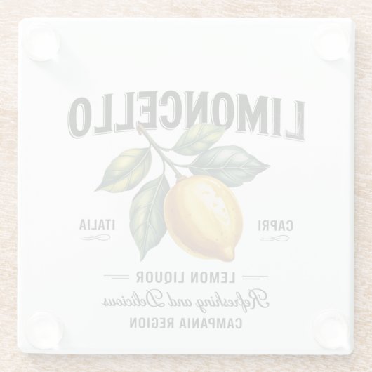 Waterverf Limoncello Lemon Liqueur Italië Glazen Onderzetter (Achterkant)