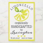 Waterverf Limoncello voor een klein flesetiket | Voedselcontainer Etiket (Enkel label)