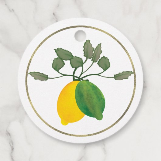 Waterverf Limoncillo Citroen Limoen Folie Cirkelvo Bedankjes Labels (Achterkant)
