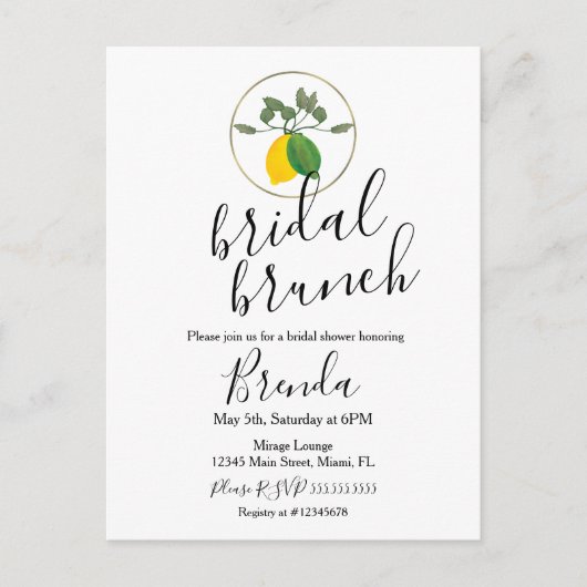 Waterverf Limoncillo Limoen Citroen Bruidsmeisjes Briefkaart (Voorkant)