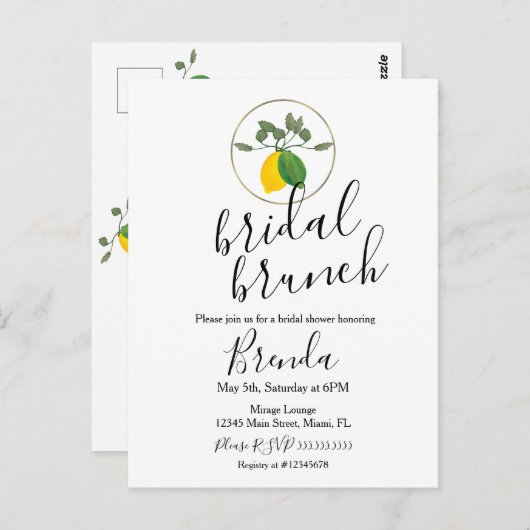 Waterverf Limoncillo Limoen Citroen Bruidsmeisjesb Briefkaart (Voorkant / Achterkant)