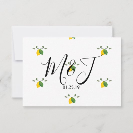 Waterverf Limoncillo Limoen Citroen Trouwdag Kaart (Achterkant)