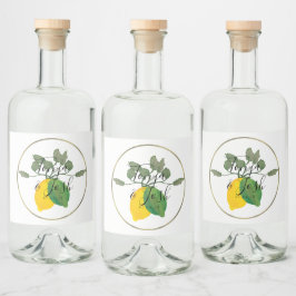 Waterverf Limoncillo Limoen Lemon Likeurfles Etiket